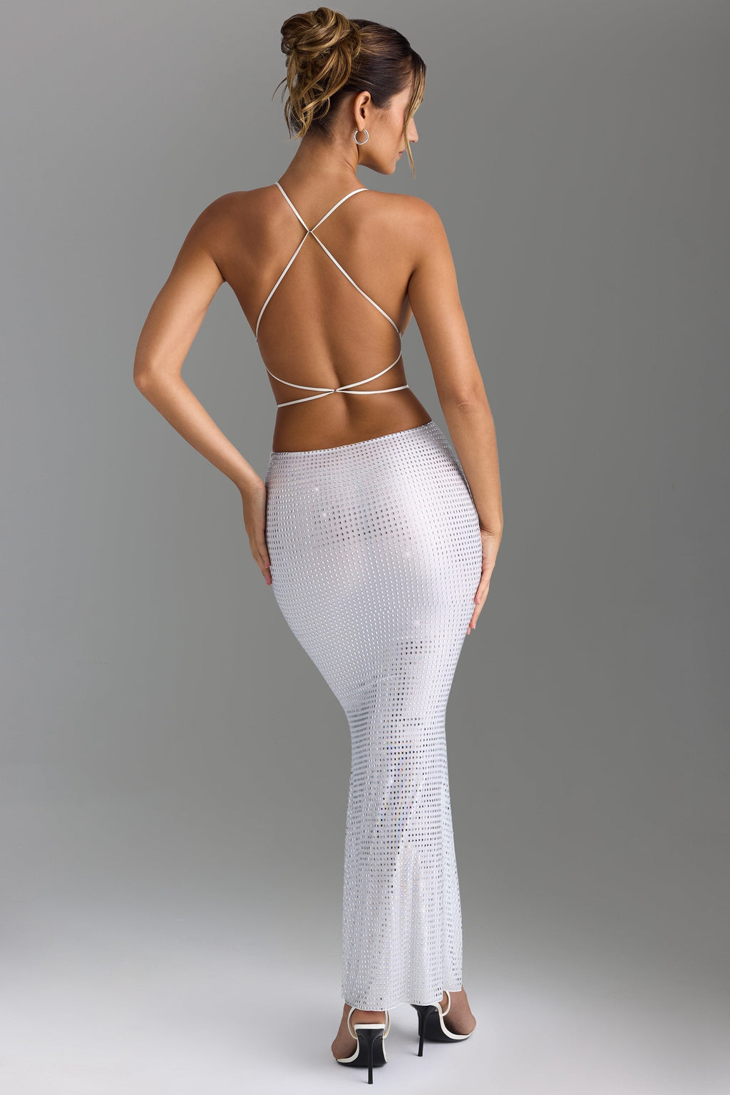 DressNovel Cut-Out Backless Maxi Dress in White