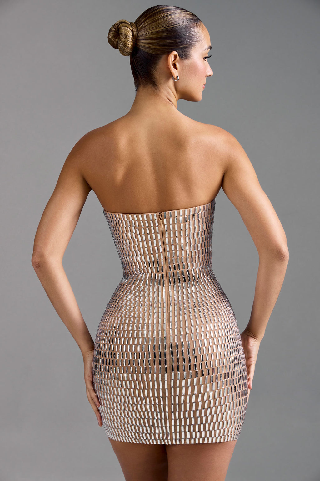 DressNovel Bandeau Mini Dress in Almond