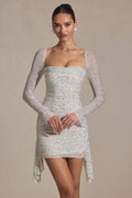 DressNovel Draped Cowl-Neck Mini Dress in White