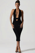 DressNovel Cut-Out Open-Back Midaxi Dress in Black